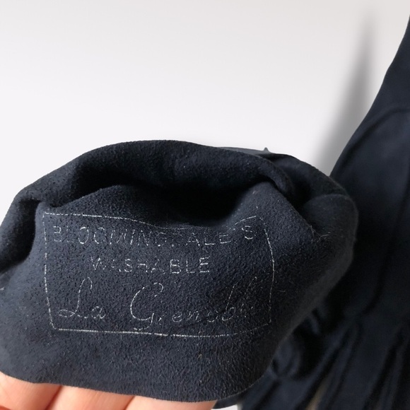 Vintage 70s Bloomingdale's Suede Gloves Navy Small - Picture 5 of 11